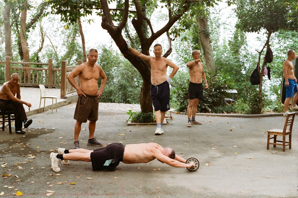Active man performing recovery exercise